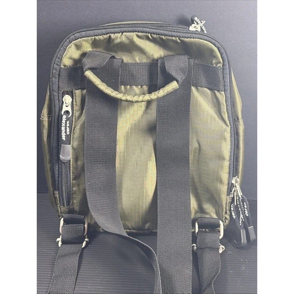 Derek Alexander Army Green Ripstop Nylon Sling Mini Backpack Travel Bag